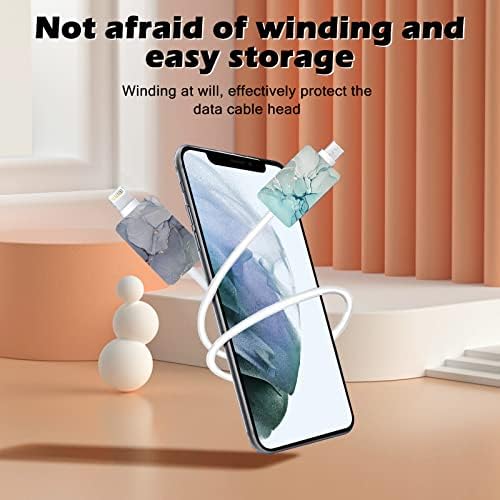 CameCosy 4PCS Cute Cable Protector for iPhone Type-C Charger,Marble Pattern