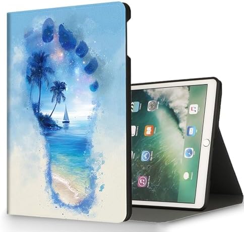 for Microsoft Surface Pro 11/10/9-13" 2024/2022 Tablet Case,Auto Wake/Sleep,Adjustable Stand Protective Cover - Star Beach Footprint