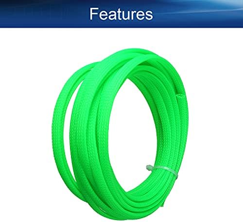 Bettomshin 1Pc 16.4Ft(5m) Cable Management Sleeve, 1/4"(6mm) Width PET Fluorescent Green Cord Protector, Wire Loom Tube Insulated for USB Cable Power Cord Organizer Video Cable Hider