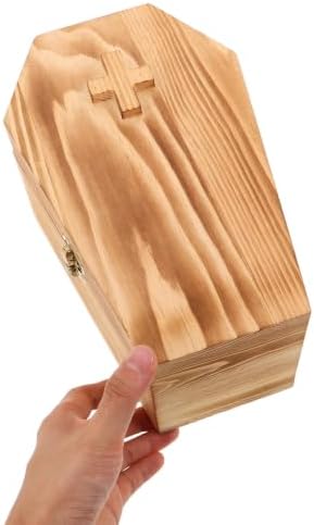BESTOYARD Keepsake Box Coffin Shaped Wooden for Small Items and Pet Ashes