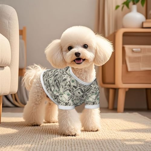 Dollar Bill Play Money Dog Shirt Pet Cotton T-Shirt Soft Dog Clothes