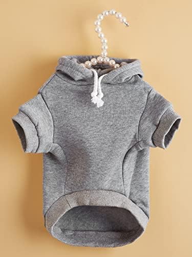 QWINEE Basic Dog Hoodie Sweatshirt Puppy Sweater Warm Cat Costumes Pet Clothes for Chihuahua Puppy Kitten Small Medium Dogs Light Grey Medium