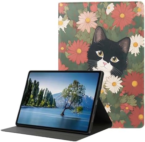 for Samsung Galaxy Tab S9 Plus/S9 FE Plus 5G 12.4 Inch 2023 Tablet Case,Premium Leather Folio Stand Auto Wake/Sleep,Multiple Viewing Stand,Cute Cat in Garden
