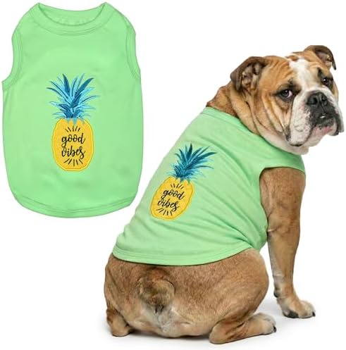 Parisian Pet Dog Shirt – 100% Cotton Shirts for Large Dogs – Tropical Sleeveless Pet Vest – Lightweight and Breathable Dogs Apparel – Cute Dog Clothes - Stretchy T Shirts for Pets