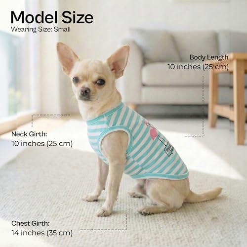 Parisian Pet Flamingo Dog Shirt – 100% Cotton Striped Shirts for Small Dogs – Sleeveless Puppy Vest – Lightweight and Breathable Pet Apparel – Pullover Summer Dog Clothes - Stretchy T Shirts for Dogs