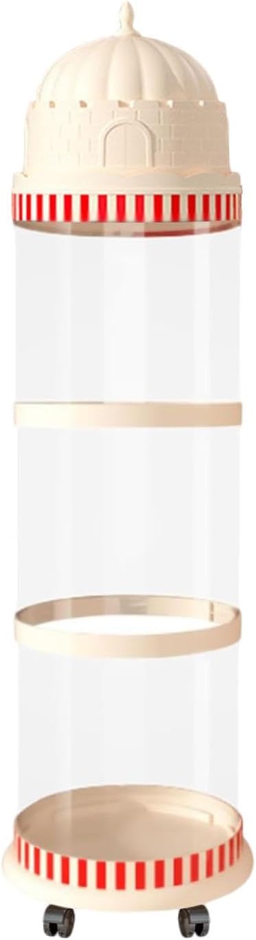 Toy Organizer Storage Tube with Lock Design Dust Cover Pet Holder Vertical Storage Basket for Toys for Living Area Playroom, 3 Layers
