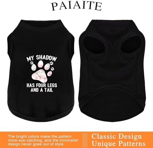 Discover Cozy Cotton Canine Wear: Soft, Lightweight, and Breathable Dog Shirt Vest with Eye-Catching Graphics (My Shadow HAS Four LESGS and A Tail), Keeping Your Furry Friend Warm! Black XL