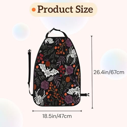 Car Seats Back Protector 2 PCS - Bat Spider | with 3 Storage Pockets, Shield Seats From Dirt, Mud Scratches, Fits Cars SUVs Trucks and Jeeps