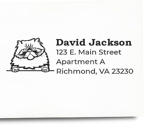 Colorpoint Persian Address Stamp, Personalized Cat Name Stamp, Duo Hand Seal for Feline Lovers, Custom Return Mail Mark, Cat Decor Kit