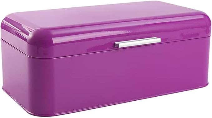 Culinary Couture Extra Large Purple Bread Box for Kitchen Countertop - Holds 2 Bread Loaves! - 16.5" x 9" x 6.5" - Stainless Steel Vintage Bread Boxes for Kitchen Counters - Bonus Recipe Ebook