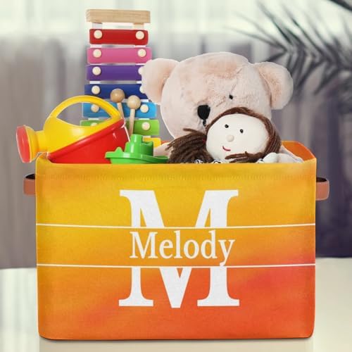 Personalized Storage Bins, Initial Letter Gradient Yellow Orange