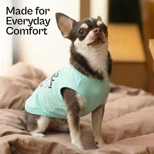 Parisian Pet Dog Shirt – 100% Cotton Shirts for Small Dogs – Blue Sleeveless Puppy Clothes – Lightweight and Breathable Dog Birthday Shirt – Boy Dogs Clothes - Stretchy Pet T Shirts