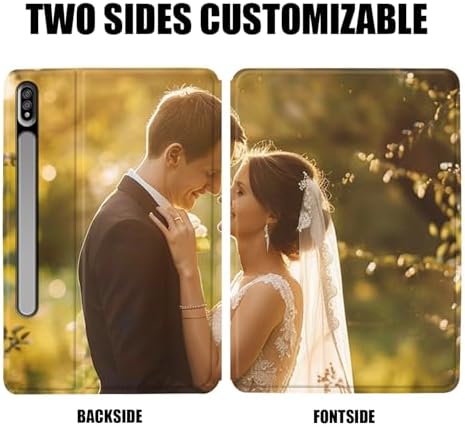 Custom Photo Personalized Flip Case for Samsung Galaxy Tab S8+/S8 Plus 12.4 inch(2022),Model Code: SM-X800/X806, Samsung Galaxy Tablet Customized Picture Text Leather Stand Cover Protective Case