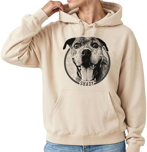 Chillever Personalized Dog Potrait Hoodie, Custom Photo Dog Mom Shirt, Sweatshirt, Gift for Dogs Cat Lovers
