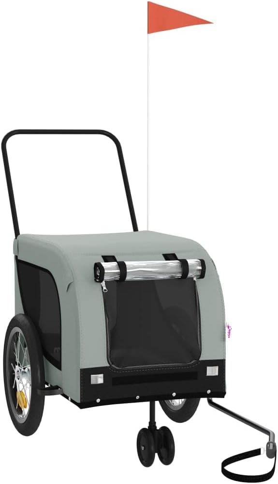 Pet Bike Trailer for Small Dogs, Foldable Bicycle Cargo Trailer with Mesh Windows and Reflectors, Sturdy Iron Frame Oxford Fabric Carrier, 49.2 x 24.8 x 26.0 in