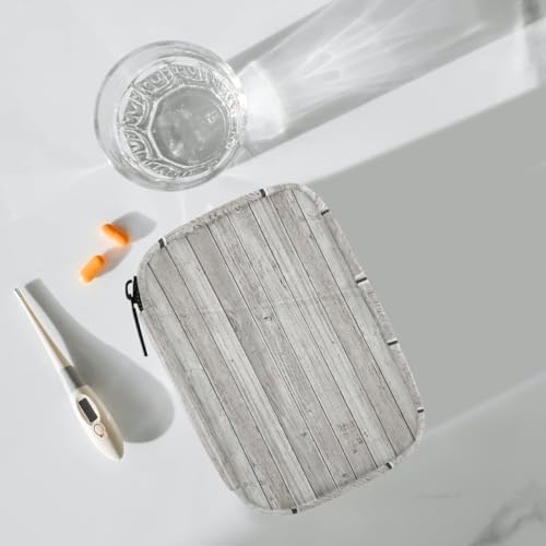 Pill Organizer Box Wood Board Wood Grain Retro 7-Day Weekly Medicine Pill Case Travel Pill Container Portable Pill Holder Storage Purse Bag Small Compact Size for Vitamin Supplement Birth Control