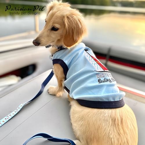 Parisian Pet Dog Shirt – 100% Cotton Shirts for Small Dogs – Nautical Sleeveless Puppy Vest – Lightweight and Breathable Pet Apparel – Pullover Summer Dog Clothes - Stretchy Funny T Shirts for Dogs