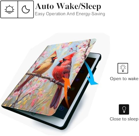 for Microsoft Surface Pro 7 Plus,Surface Pro 7/6/5/4 12.3" Tablet Case,Auto Wake/Sleep,Adjustable Stand Protective Cover - Cute Cardinal Bird Sakura
