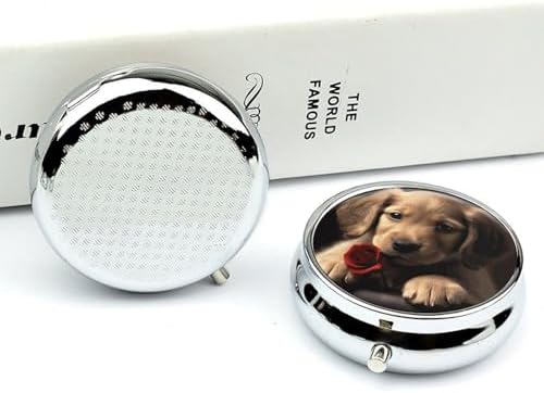 Cute Pet Dog Small Pill Box 3 Grids Travel Pill Case Portable Daily Pill Organizer with Anti-Mixing Design Easy to Retrieve Meds for Medication, Vitamin, Supplements