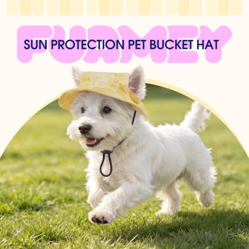 FUAMEY Dog Bucket Hat with Ear Holes Adjustable Sun Hats for Dogs Cats