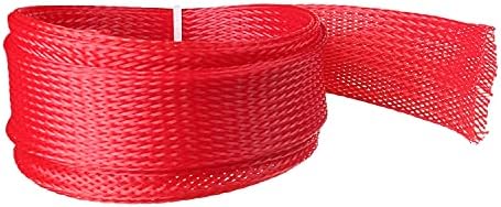 Othmro 1m/3.28ft PET Expandable Braid Cable Sleeving Flexible Wire Mesh Sleeve Red-Protect Cables from Pet Bites