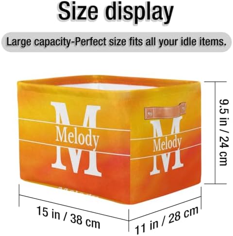 Personalized Storage Bins, Initial Letter Gradient Yellow Orange