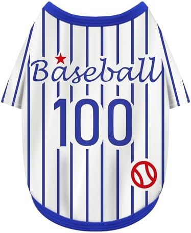 Paiaite Sleek Striped Dog Vest: Sleeveless Baseball-Style Dog Shirt, Ideal Fit for Small, Medium, and Large Breeds,Polyester Fabric for Comfort, Breathability, and Stretchiness Blue XXL