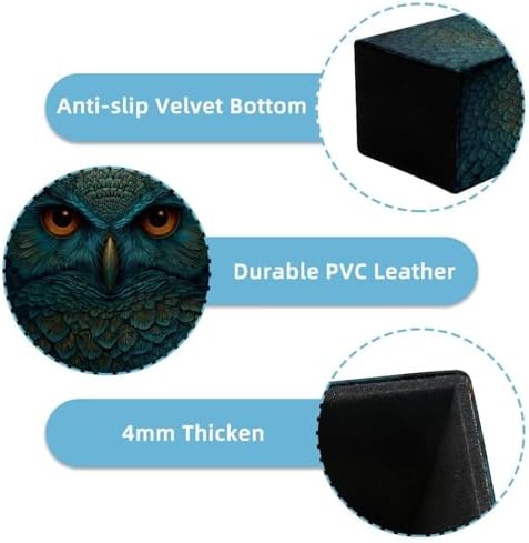Owl Pen Holder for Desk Decor, Rectangular PVC Leather Pencil Cup for Desk Pen Organizer, Makeup Brush Holder for School, Home, Office