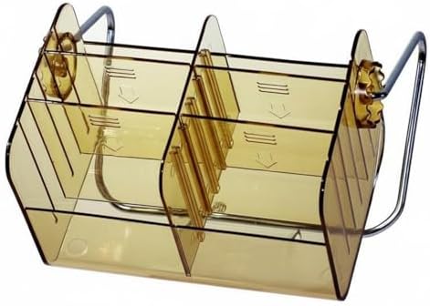 Desk Pen Holder Rotating Organizer Stationery Organizer Desktop Office Storage with Customizable Compartments and 360 Degree Rotation Transparent PET for dorm rooms office study, Brown