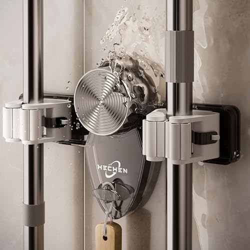 ordinarYone Suction Mop Holder Strong Adhesion Brush Broom Hanger for Smooth Surfaces Easy Installation Bathroom Wall Storage Clip