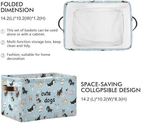 Didi & Hosa Storage Basket Cube Collapsible Toys Shelf Baskets Bin with Handle Laundry Organizer Storage Box for Home School & Office (Basket-9)