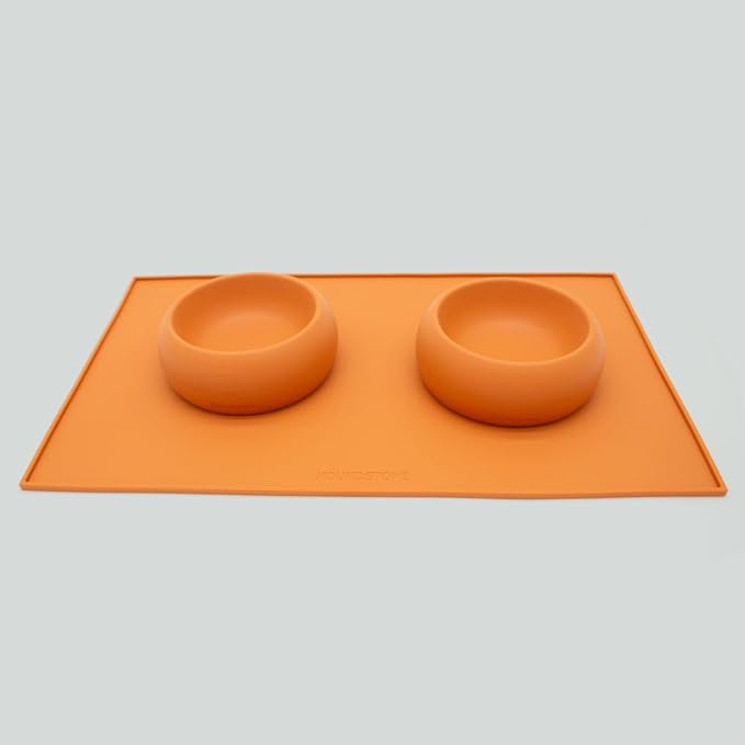Houndstone Silicone Dog Bowl, BPA Free, 1 Cup Capacity, Non-Slip Base, Dishwasher Safe (Marigold)