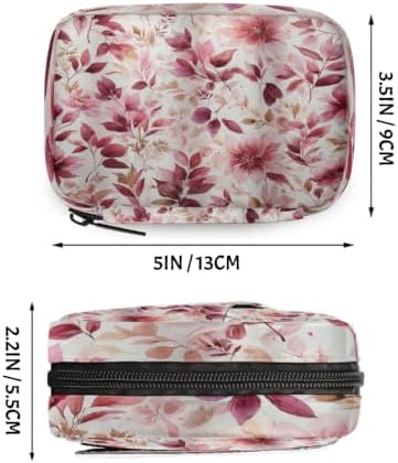 Travel Pill Organizer Watercolor Pink Red Leaf Flower Pill Case