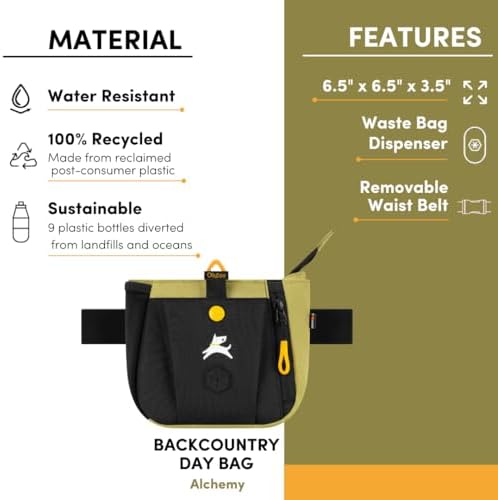 OllyDog Backcountry Day Bag | Dog Training Treat Pouch | Eco-Friendly Recycled Fabric Fanny Pack with Zipper Closure, Built-in Poop Bag Dispenser & Adjustable Waist Belt (Alchemy)