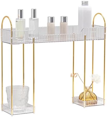 YCIA&DONE Bathroom Countertop Organizer Over the Faucet, Narrow Counter Organizers Above Sink, Table Mounted Shelf for Kitchen, Toilet, Laundry(White Clear)
