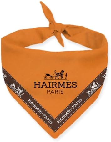 Dog Bandana HAIRMES Dog Bandana Designer Fashion Clothes Scarf kercheif for Small Medium and Large Dogs. Funny Parody Gift for Girl or boy Dog Soft Durable Fabric, Adjustable tie-on Style Triangle