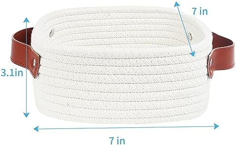 ABenkle Small Storage Basket, Mini Baskets, Cute Rope Woven Basket for Organizing, Square Shelf Storage with Handle, Boho Decorative Toy Bin for Nursery, Spa, Empty Gift Baskets - XS