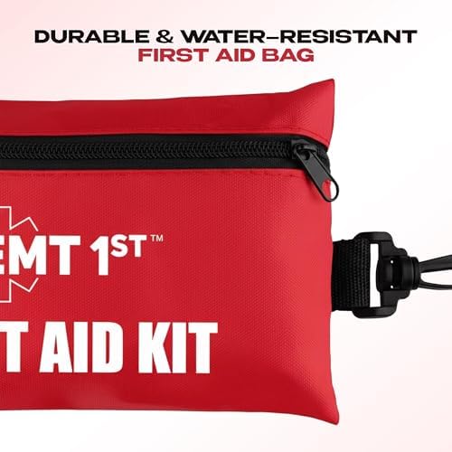 EMT 1st 73 Pcs Responder Mini Emergency First Aid Kit with 23 Unique Items | EMT First Aid Kit Pouch for car, Travel & Home, Emergency Blanket, Emergency Bag for Hiking, Camping, Backpacking & Outdoor