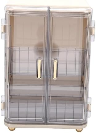 GOWENIC Makeup Organizer with Doors 3 Tier Cosmetic Storage Box Transparent Skincare Organizer Large Capacity for Lipstick Brushes Jewelry Vanity Tabletop Bathroom Countertop