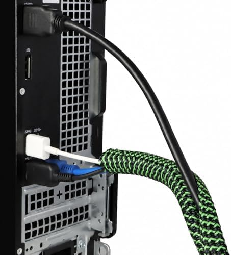 PET Braided Cable Sleeve Wire Protector Cable wrap Wire Covers for Cords Cable Sleeves Cord Management Cable Management Sleeve (10 Feet, Green Black, 19mm(3/4 inch))