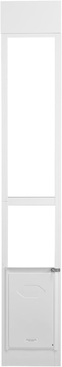 VEVOR Dog Door for Sliding Glass Door Large Doggy Door for Sliding Doors | For Dogs, 75 7/8"-80 11/16" Adjustable Height, Aluminum Frame, Tempered Glass, Pet Doors with Hinge Structure, Flap and Lock