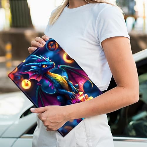 Rotating Handle Case for Samsung Tab S10 Ultra 2024/Galaxy S9 Ultra 2023 14.6", 360 Degree Swivel Kickstand with Magnetic Closure Shockproof Leather Protective Cover for Men, Blue Dragon