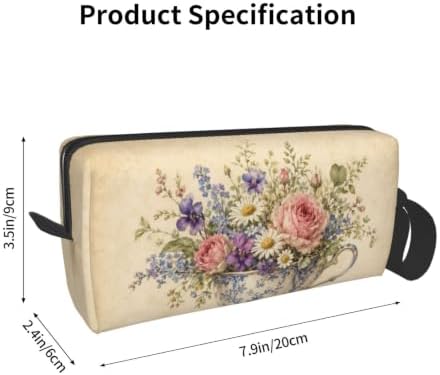 Teacup Small Makeup Bag, 600D Oxford Cosmetic Pouch for Women | Teacup Cosmetic Bag and Toiletry Pouch with Double-Sided Print and Foam Padding for Women, Travel, Gym, Weekend and Daily Use