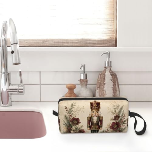 Nutcracker Small Makeup Bag, 600D Oxford Cosmetic Pouch for Women | Nutcracker Cosmetic Bag, Double-Sided Printed Toiletry Pouch with Foam Padding for Women, Travel, Gym, Weekend and Daily