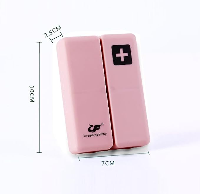 Daily Magnetic Pill Box Organizer 7 Tray Travel Size Medicine Case | Cute Small Pocket Pill Dispenser Container Capsule Reminder Tracker for Medication, Fish Oil, Supplement, Tablets, Pink