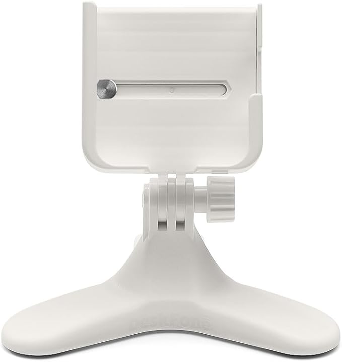 WeatherTech DeskFone Two View in White - Adjustable, Universal Cell Phone Holder Mount Stand for Desk, Counter, Table - Tripod Design for iPhone & Smartphone Charging - White Plastic Knobs