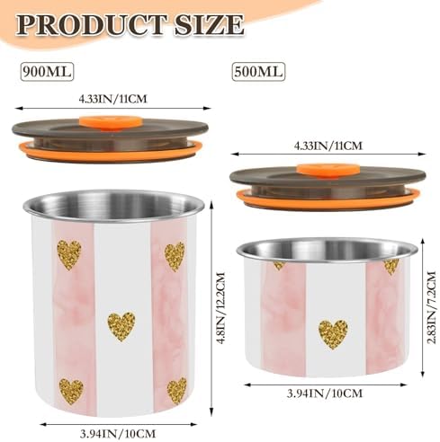 Pink Watercolor Stripes Coffee Canister with Lid Airtight Food Storage Containers 17oz Stainless Steel Canisters Kitchen Food Organizer for Beans, Cereal, Pasta, Flour, Sugar, Snacks