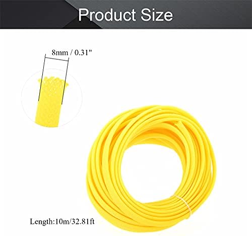 Othmro 10m/32.8ft PET Expandable Braid Arrange & Organize Cable Sleeving Flexible Wire Mesh Sleeve Yellow,Prevent Pets from Chewing