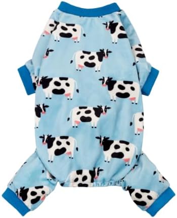 Fitwarm Milk Cow Fleece Dog Pajamas, Soft Winter Clothes for Small Dogs Boy Girl, Warm Pet Onesie, Blue, Black, White, Small