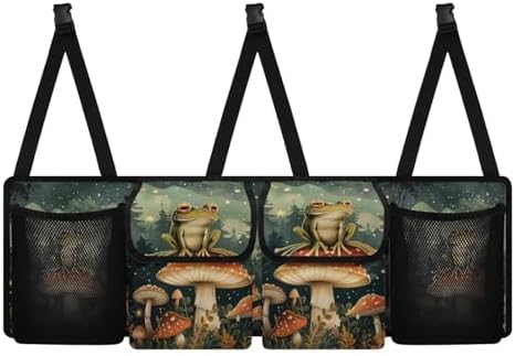 Mushroom Car Trunk Organizer Hanging Multipurpose Auto Backseat Storage Bag Universal Automotive Interior Accessories with 4 Pockets 3 Adjustable Straps